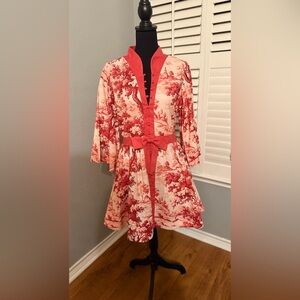 NWT Mestiza New York Carmen Linen Cherry Blossom Print A-Line Dress